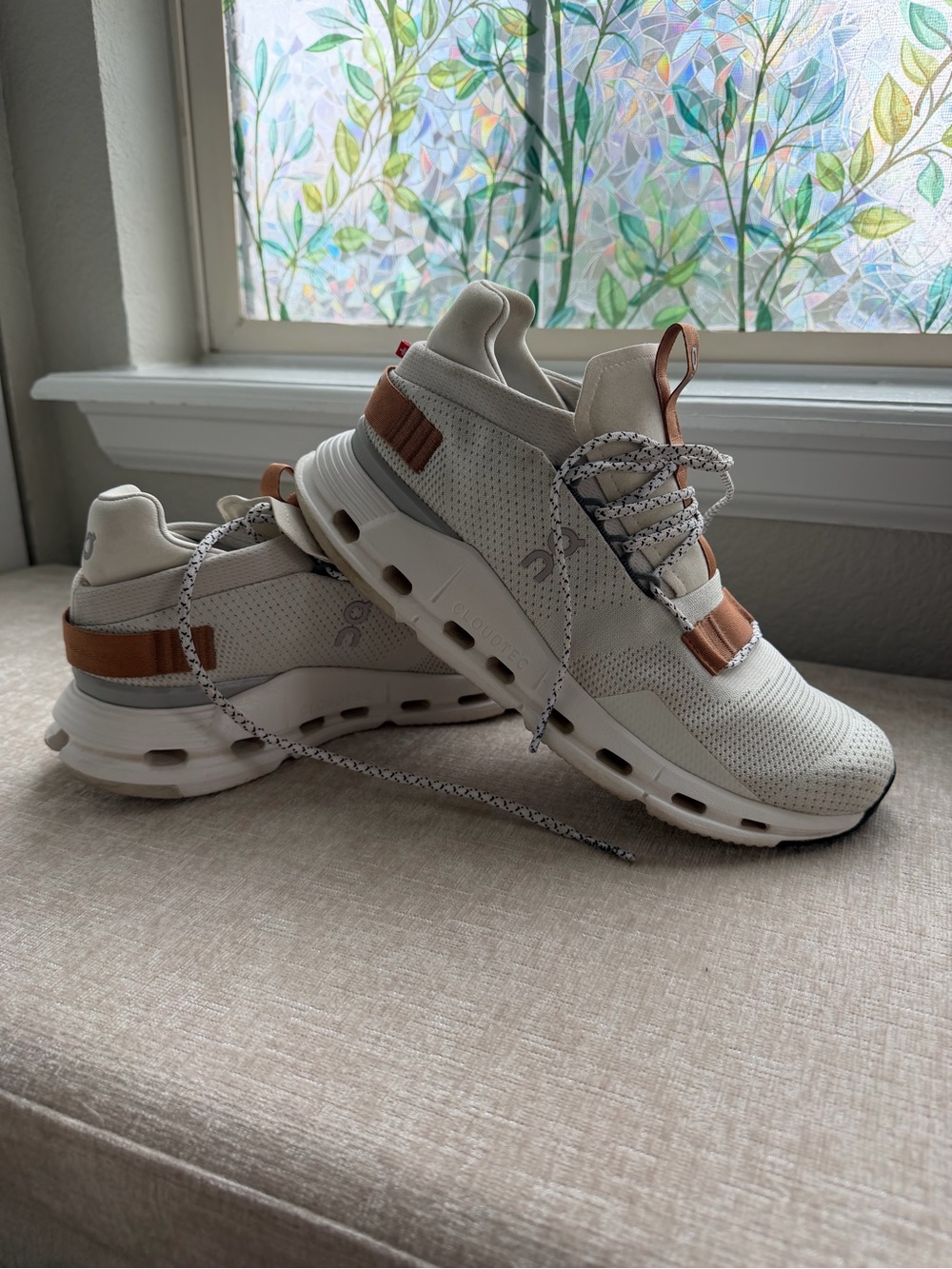 On Cloudnova Running Sneakers White and Pecan Women’s Size 8.5